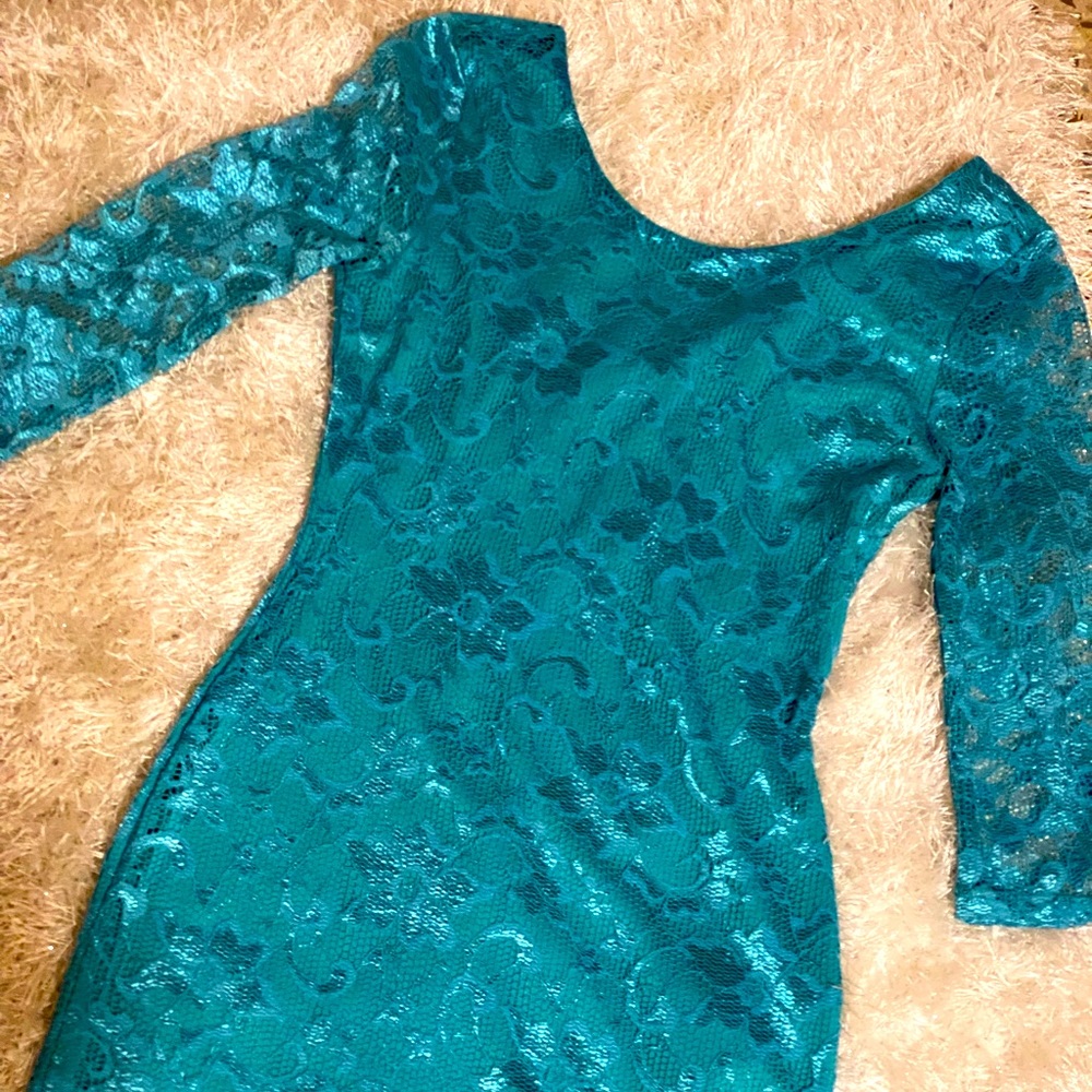 Beautiful turquoise blue lace dress 👗 by guess